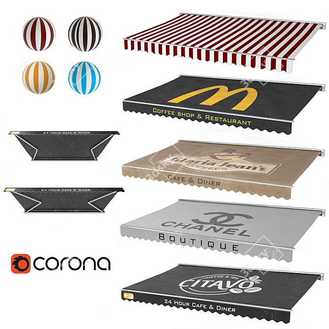 Versatile Awning Kit: 8 Textures 3D model image 8