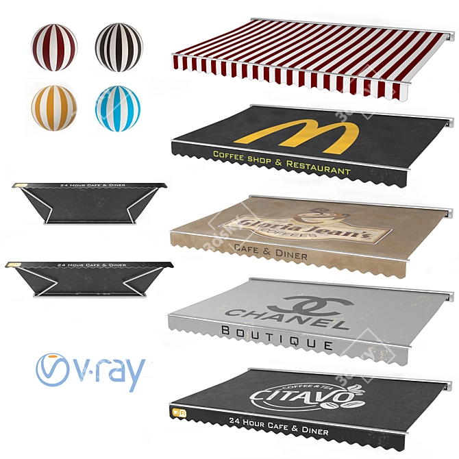 Versatile Awning Kit: 8 Textures 3D model image 1