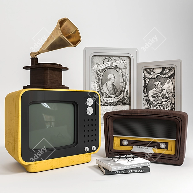 Vintage Audio Decor Set 3D model image 1