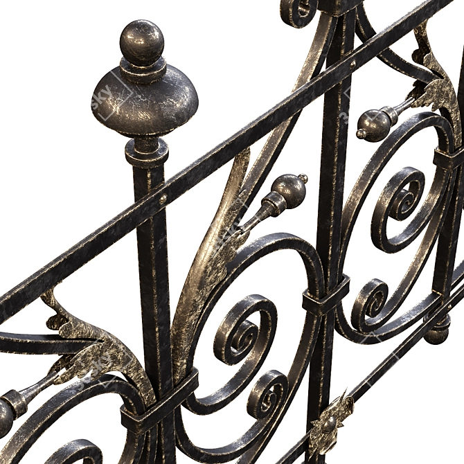  Elegant Wrought Iron Fence 3D model image 2