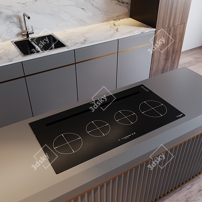 Modern Kitchen Set: Customizable & Equipped with Top-notch Appliances 3D model image 3