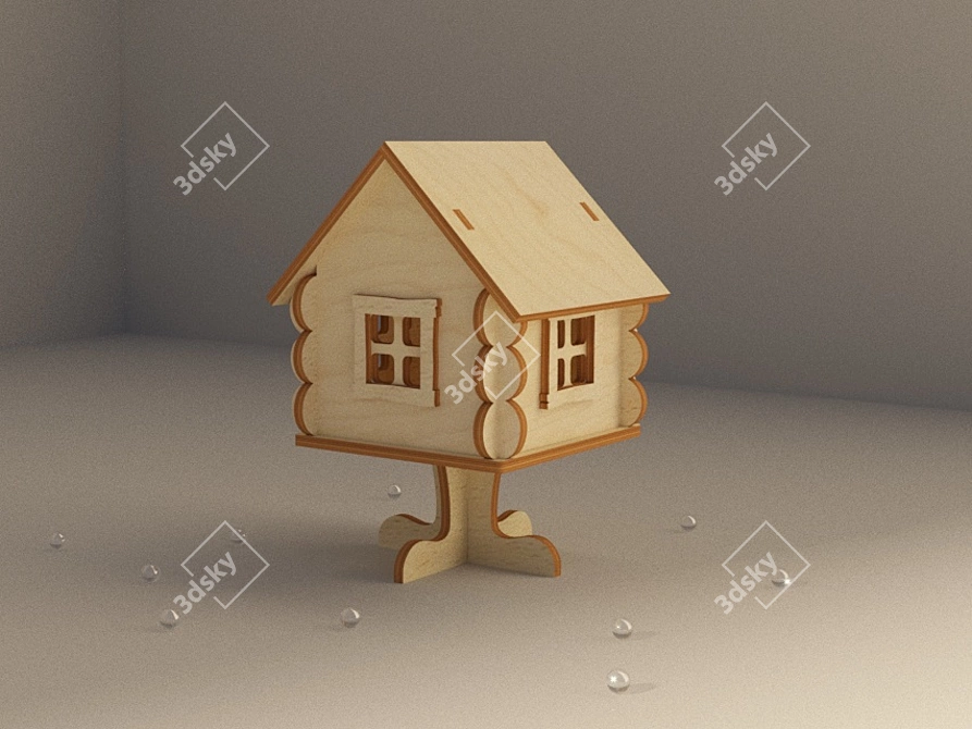 Portable Plywood Hut: Cozy and Durable 3D model image 1