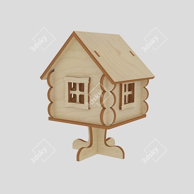 Portable Plywood Hut: Cozy and Durable 3D model image 2