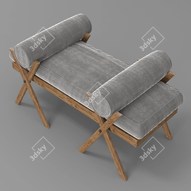 Outdoor Folding Camp Bench 3D model image 2