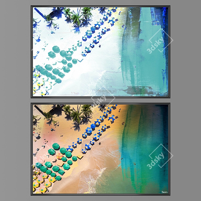 Dual Artistry Set: 2 Paintings, 4 Frame Options 3D model image 1