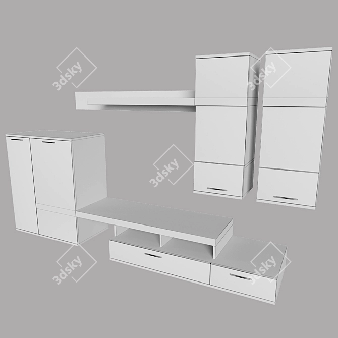 Modern Wall Unit "Denver 3D model image 3