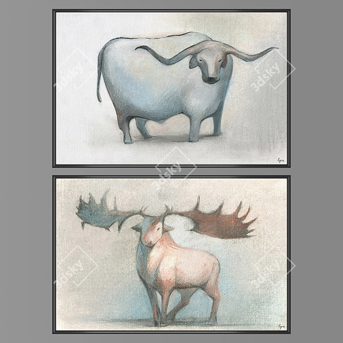 Elegant Wall Art Set 3D model image 1