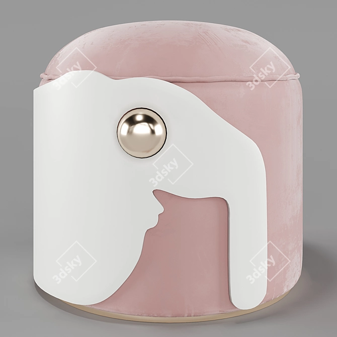 Circu Animal Stools: Adorable Velvet Poufs 3D model image 3