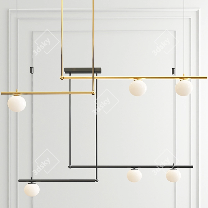 Sleek Pendant Lamp: 145cm Length, 100cm Max Height 3D model image 1