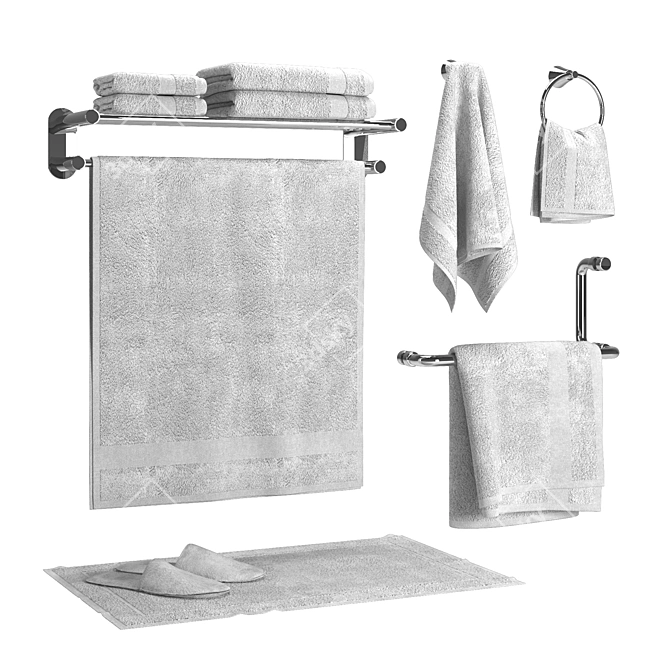 Luxury Towel Set with Hangers 3D model image 1