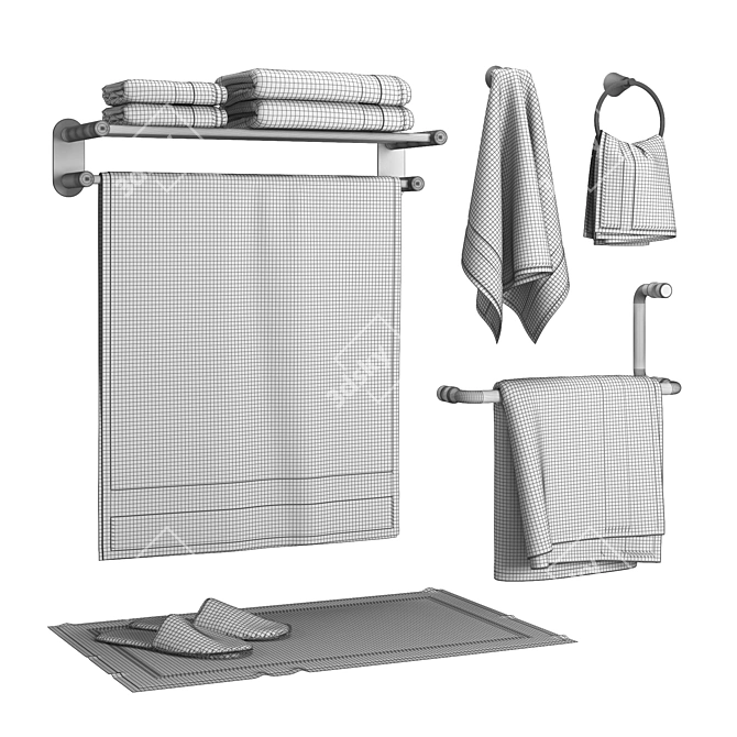 Luxury Towel Set with Hangers 3D model image 2