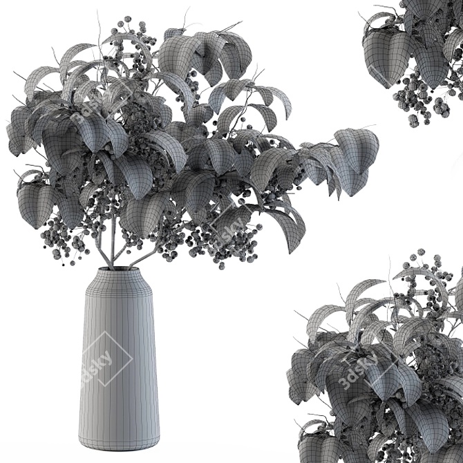 Green Botanical Bouquet Set 3D model image 3