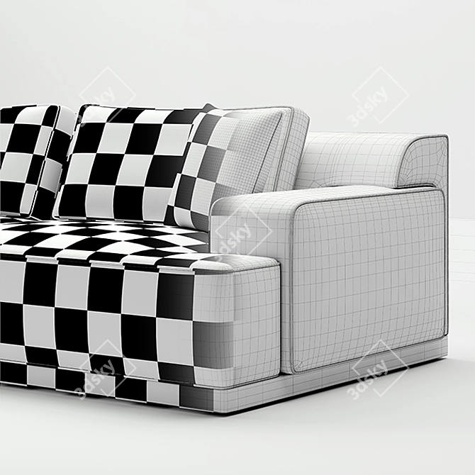 Elegant Dahlia Metal Fabric Sofa 3D model image 2