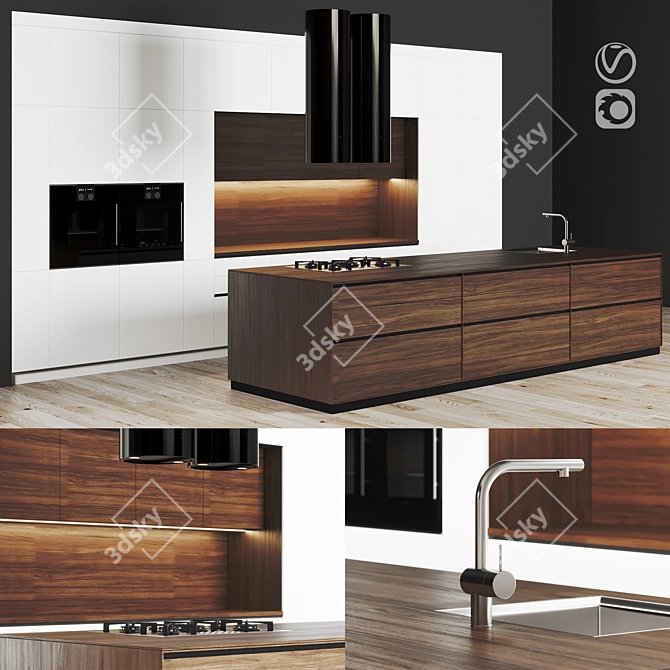 Modern Kitchen Model for 3dsmax & V-ray 3D model image 1