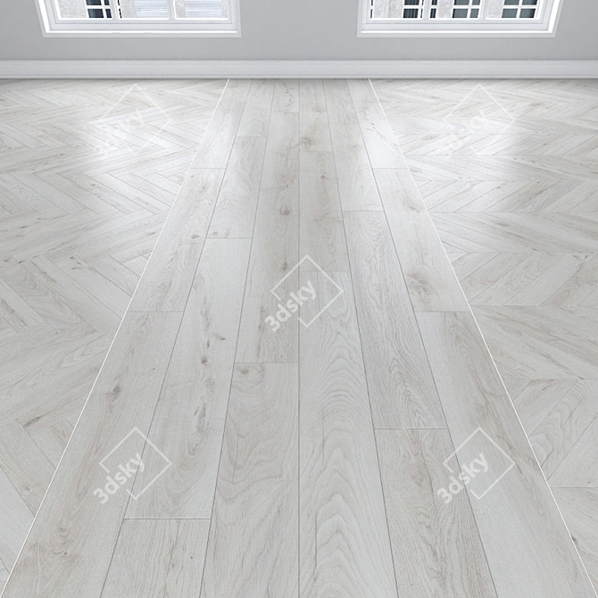 White Oak Parquet: Herringbone, Linear & Chevron 3D model image 1