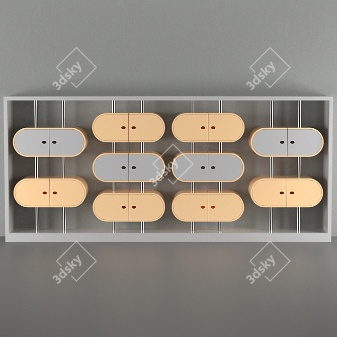 Elliptical Modular Cabinet 3D model image 1