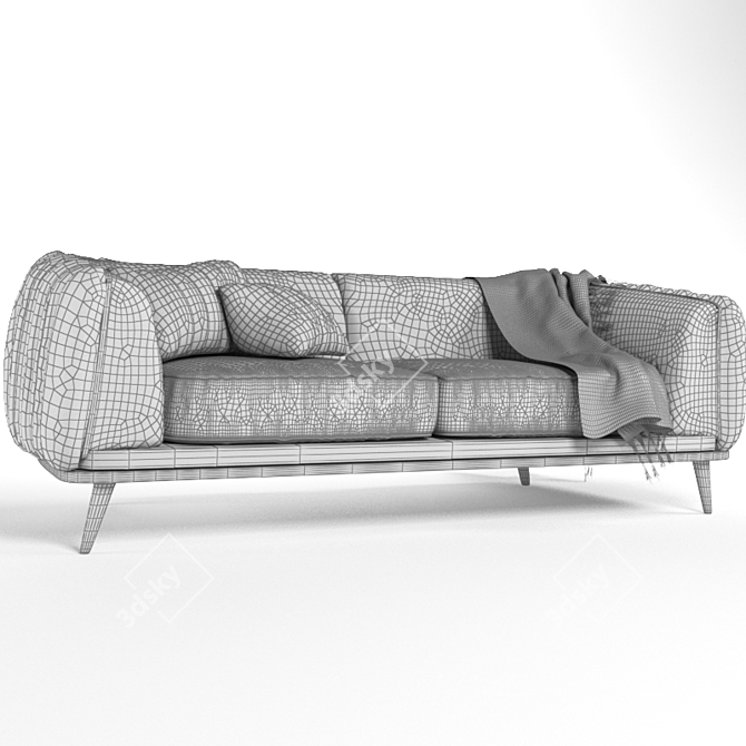 Silkworm-inspired Sofa: Green and White 3D model image 3