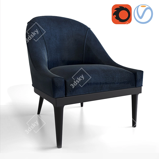 Elegant Velvet Bella Chair 3D model image 1