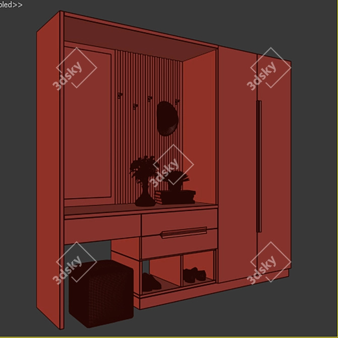 Modern 3D Furniture Set 3D model image 2