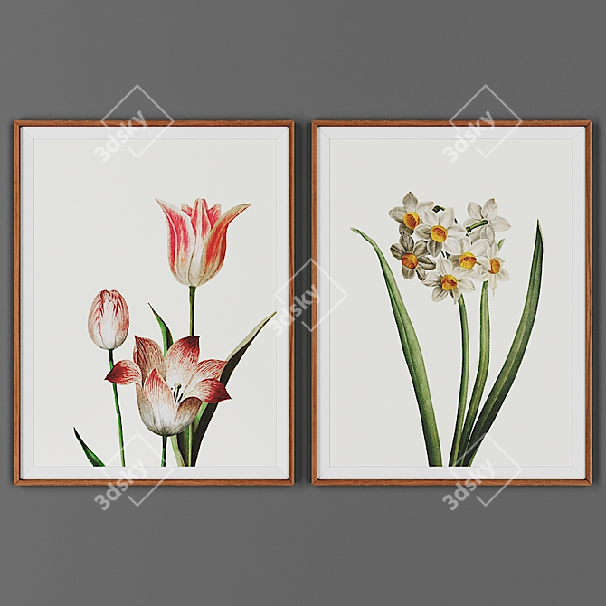 Rustic Wood Frame Set, 2-Piece 3D model image 1