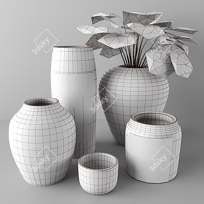 Minimalist White Ceramic Vase 3D model image 3