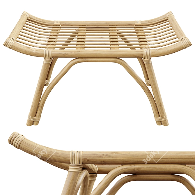 Rattan Bliss Bench 3D model image 4