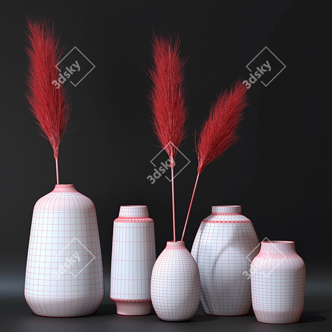 Elegant Vase Set - 003 3D model image 3