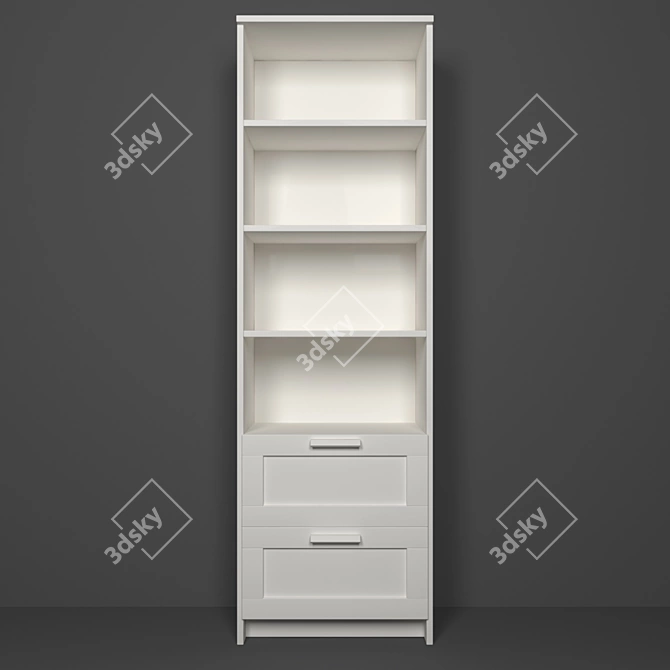 Brimnes White Shelf: 60cm Width, 35cm Depth, 190cm Height 3D model image 1