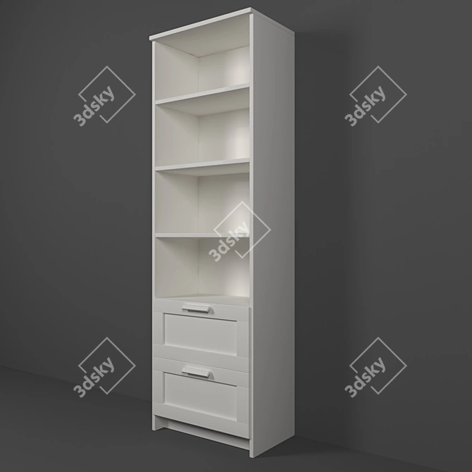 Brimnes White Shelf: 60cm Width, 35cm Depth, 190cm Height 3D model image 3