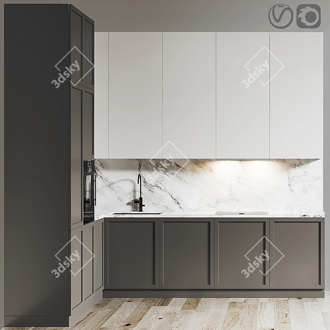 Modern Kitchen Design - High Quality 3D Model 3D model image 1