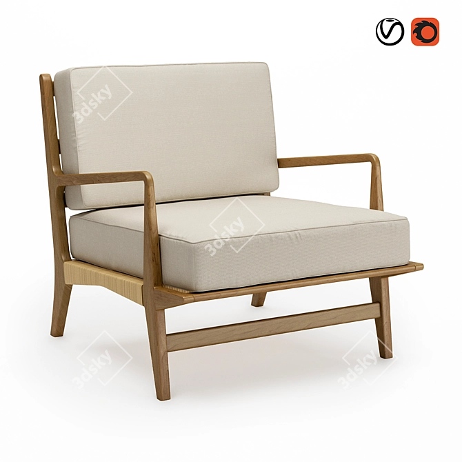 Modern Rattan Allister Chair 3D model image 1