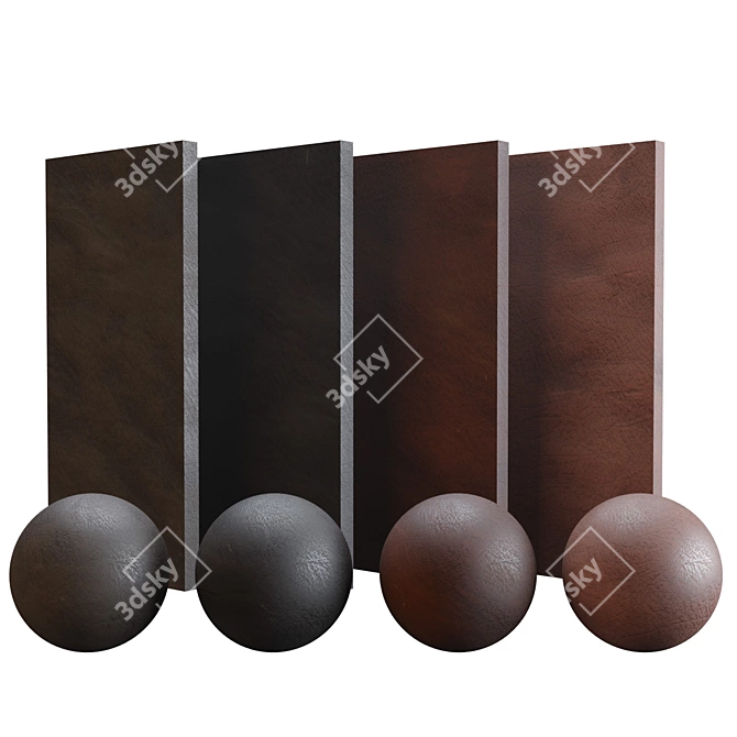 Brown Plain Leather Texture 3D model image 1