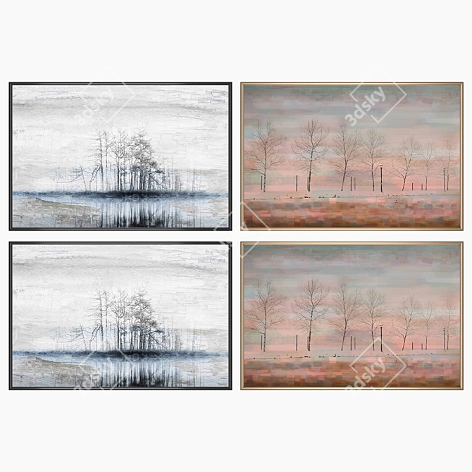 Set of 2 Wall Paintings with 4 Frame Options 3D model image 2