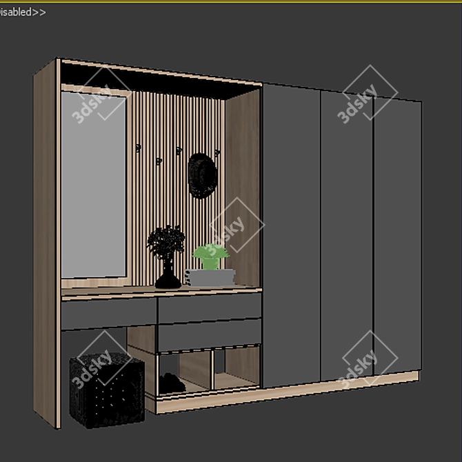 Modern Wood Furniture Set 3D model image 2