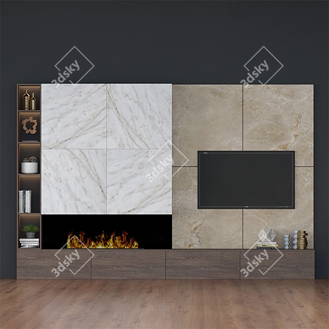Modern TV Stand: Stylish Design, Spacious Dimensions 3D model image 1