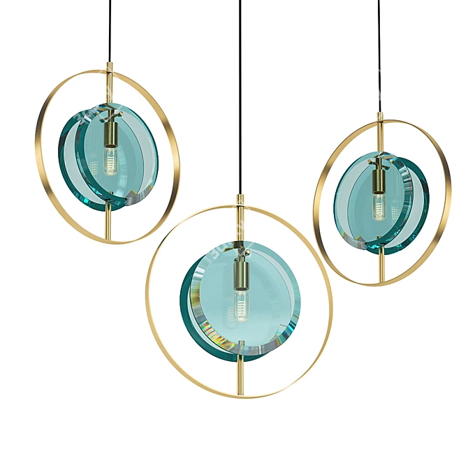 Modern Metal and Glass Pendant Light 3D model image 1