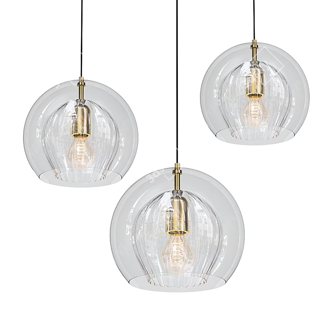 Lyse Double Glass Pendant Light 3D model image 1