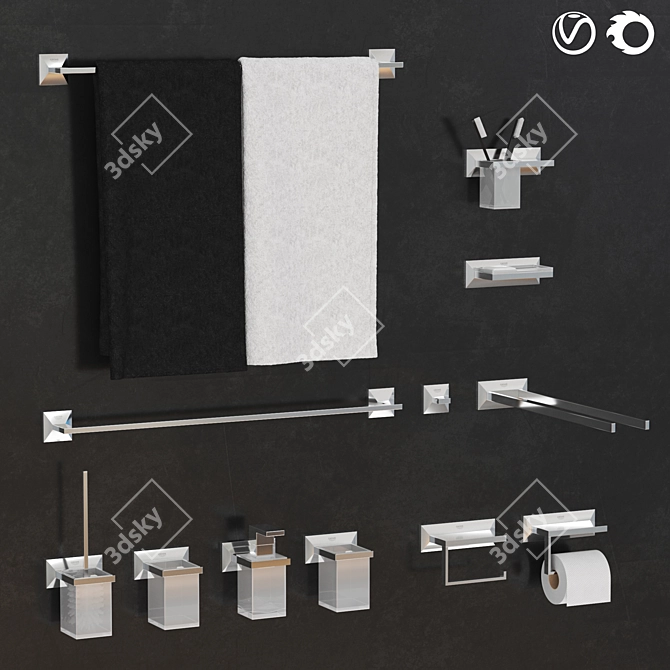 Allure Brilliant Collection: Stylish Bathroom Set 3D model image 1