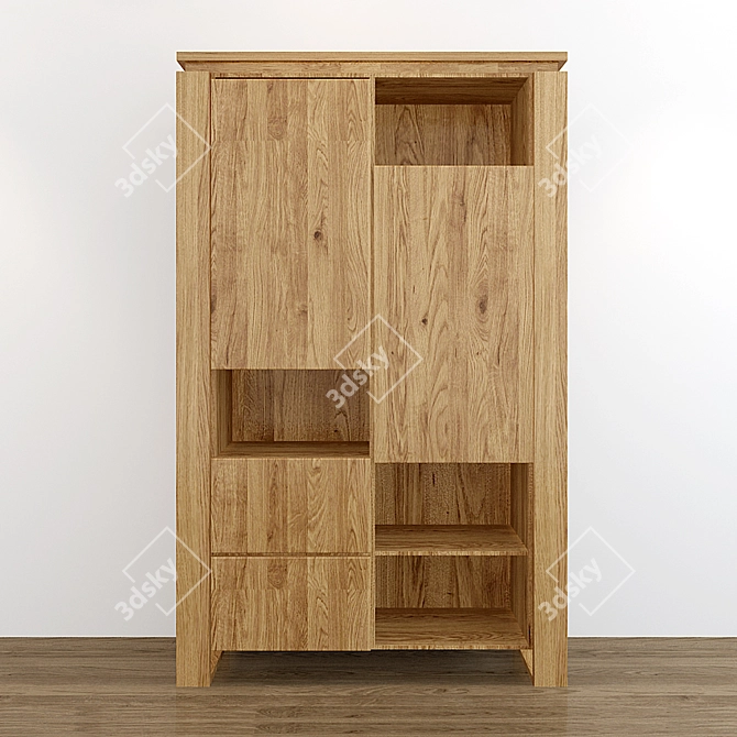 Vintage Oak Combination Cabinet - Bergen V-224 3D model image 1