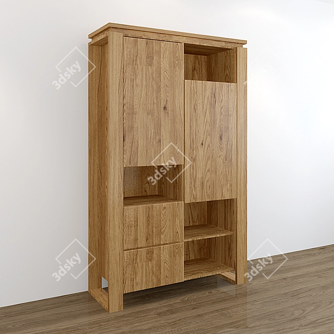 Vintage Oak Combination Cabinet - Bergen V-224 3D model image 2