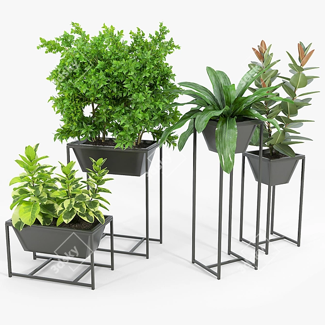 Elevate Nature: Stand Planter Set 3D model image 3