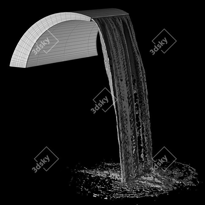 Sleek Stainless Waterfall Cascade 3D model image 2