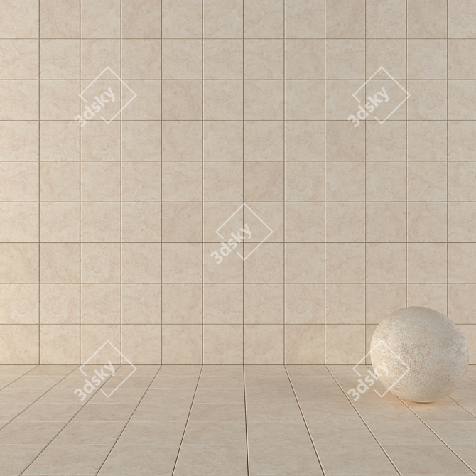 Nirvana Beige Concrete Tiles: Multi-texture, High-resolution 3D Set 3D model image 1