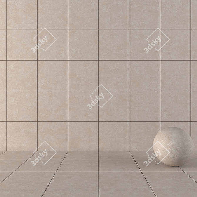 NORD Beige Concrete Wall Tiles: High-Definition Textured Set 3D model image 1