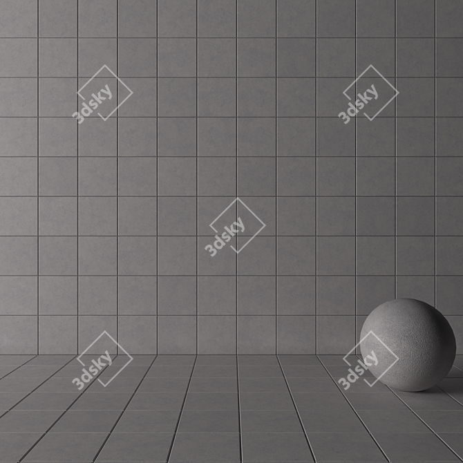 NIRVANA Grey Concrete Wall Tiles 3D model image 3