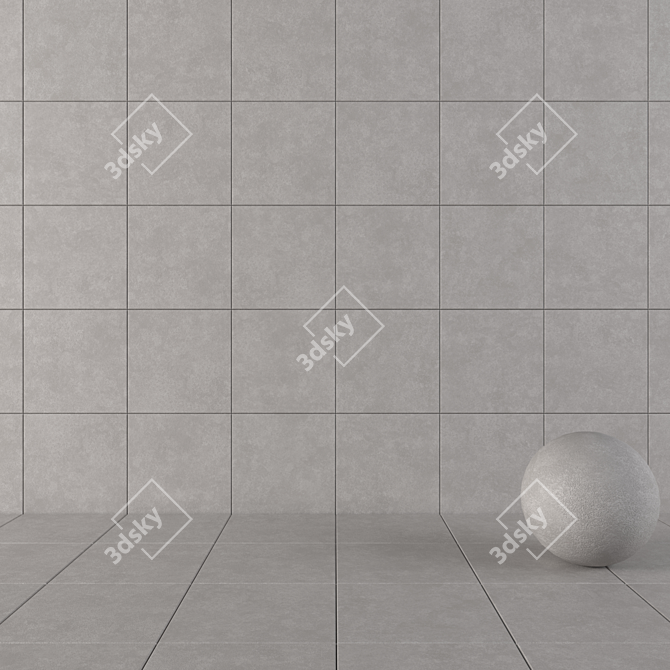NORD Gray Concrete Wall Tiles 3D model image 1