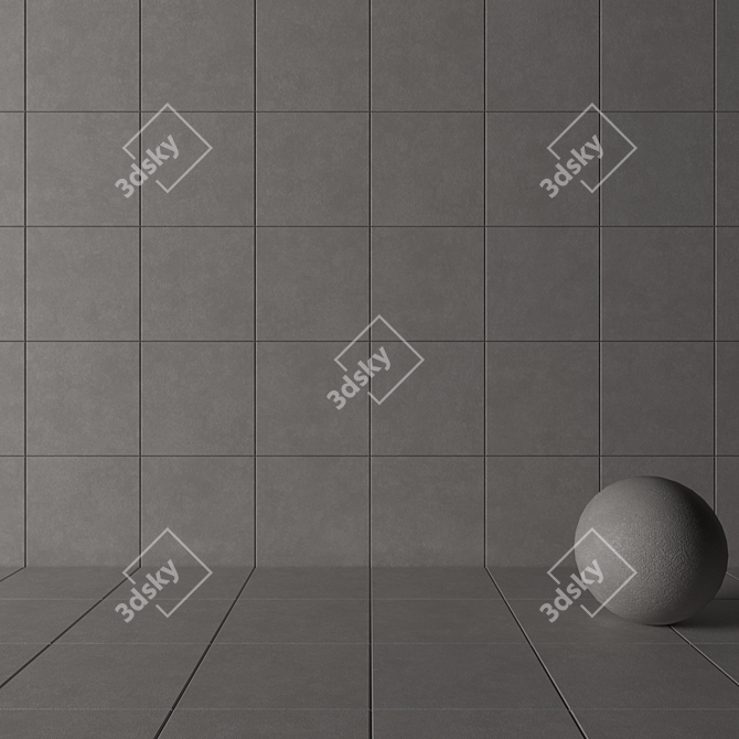 NORD Gray Concrete Wall Tiles 3D model image 3