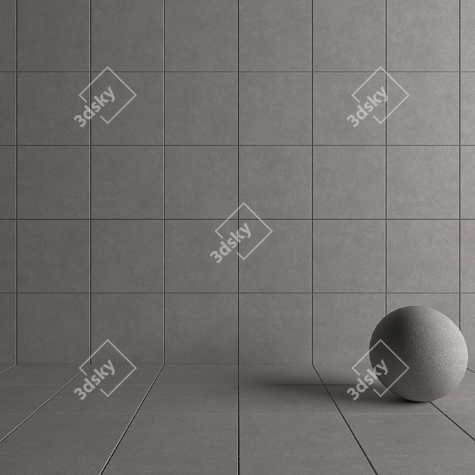 NORD Gray Concrete Wall Tiles 3D model image 4