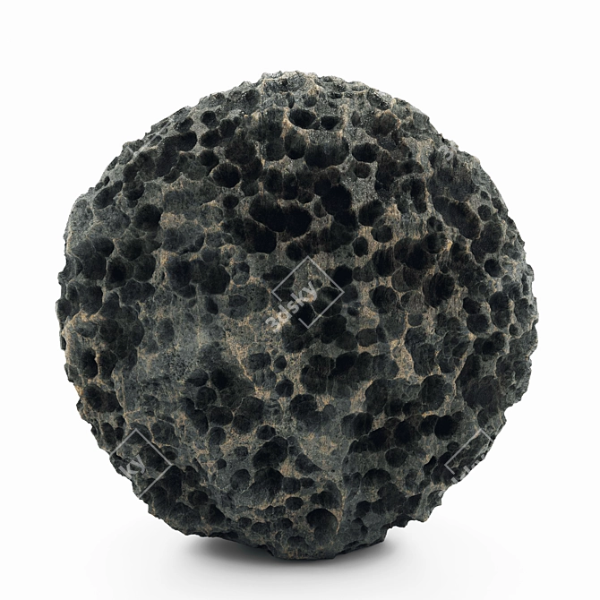 Black Volcanic Rock PBR VRAY 3D model image 1