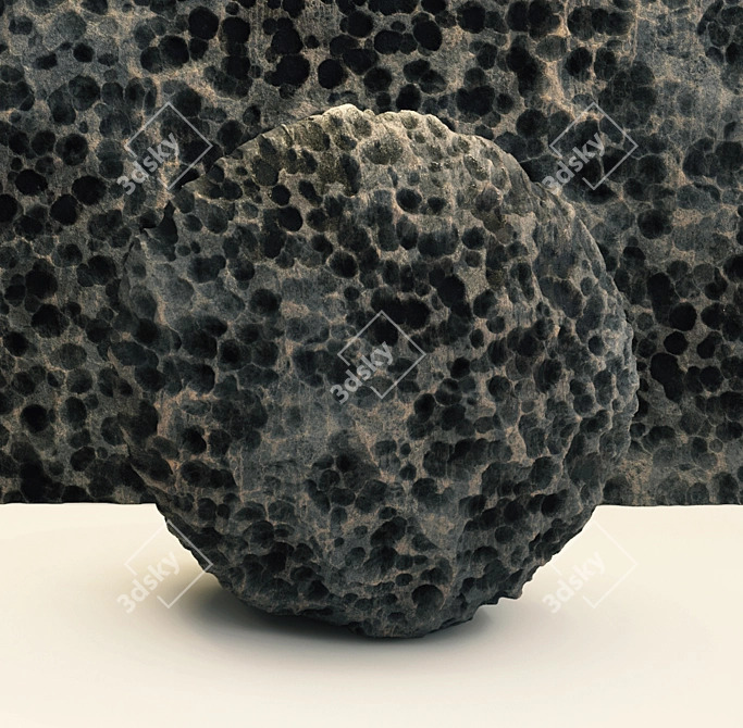 Black Volcanic Rock PBR VRAY 3D model image 4